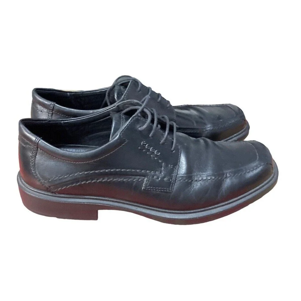 Ecco Mens Black Leather‎ Lace Up Loafers Size 45 (US 11)